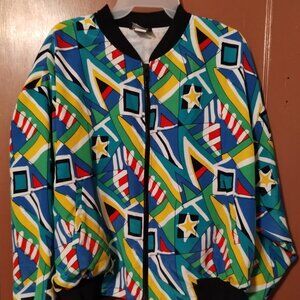 Vintage retro patterned Erena by Irene Koenig Women's 90s Jacket LARGE MULTICOLO